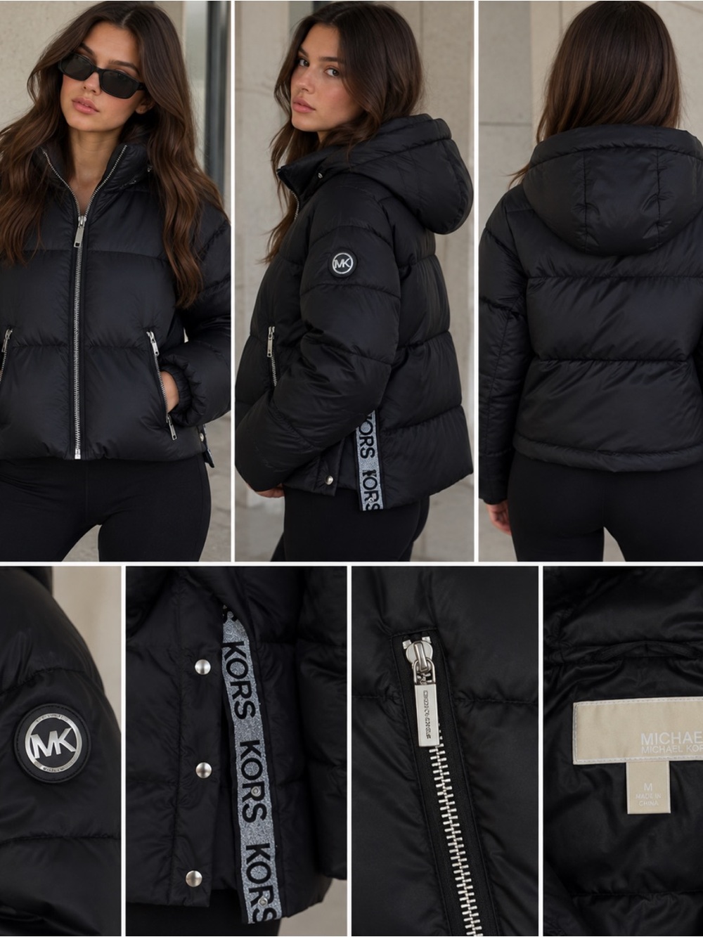 Michael Kors Women's Hooded Puffer Jacket Black Small